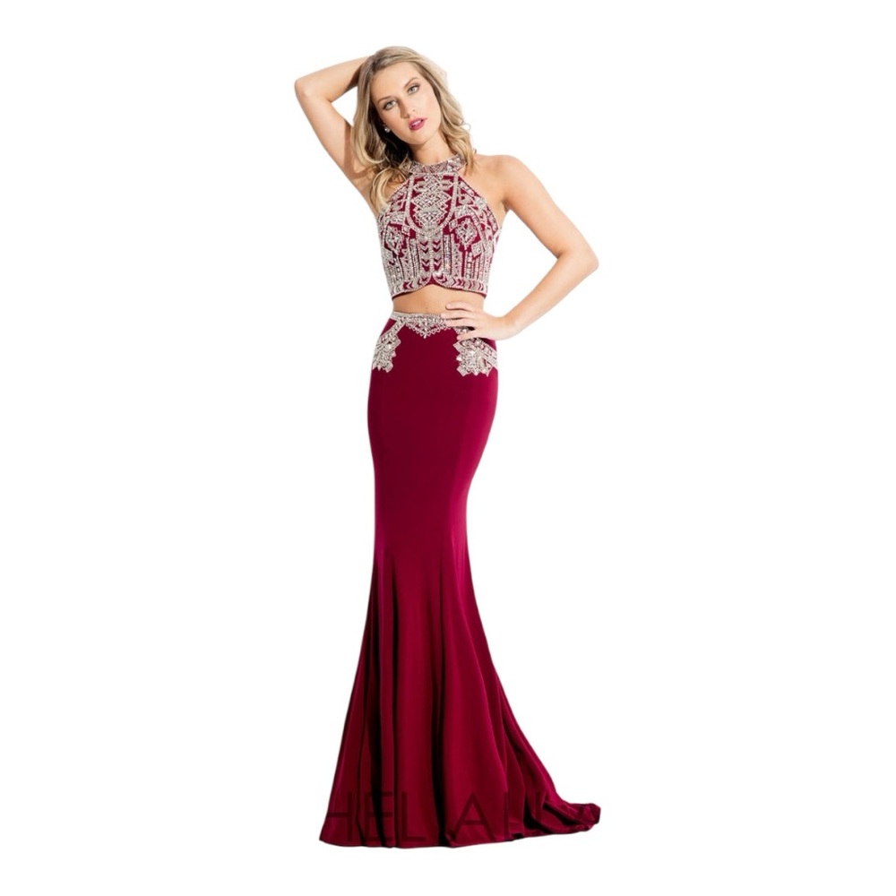 Rachel Allan Burgundy Two-Piece Prom Dress size 6